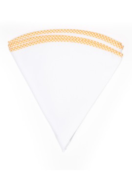 White Linen/Gold/White Gingham Trim Linen Pocket Circle